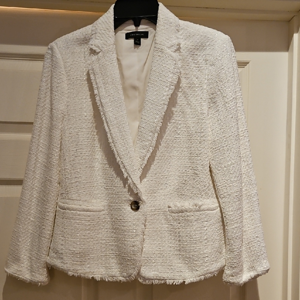 Ann Taylor White Textured Women's Blazer